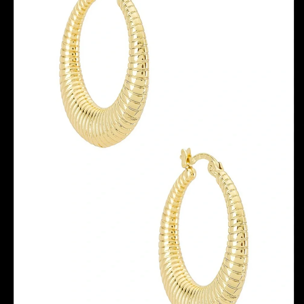 Uncommon James Gold Textured Hoop Earrings - Picture 3 of 3